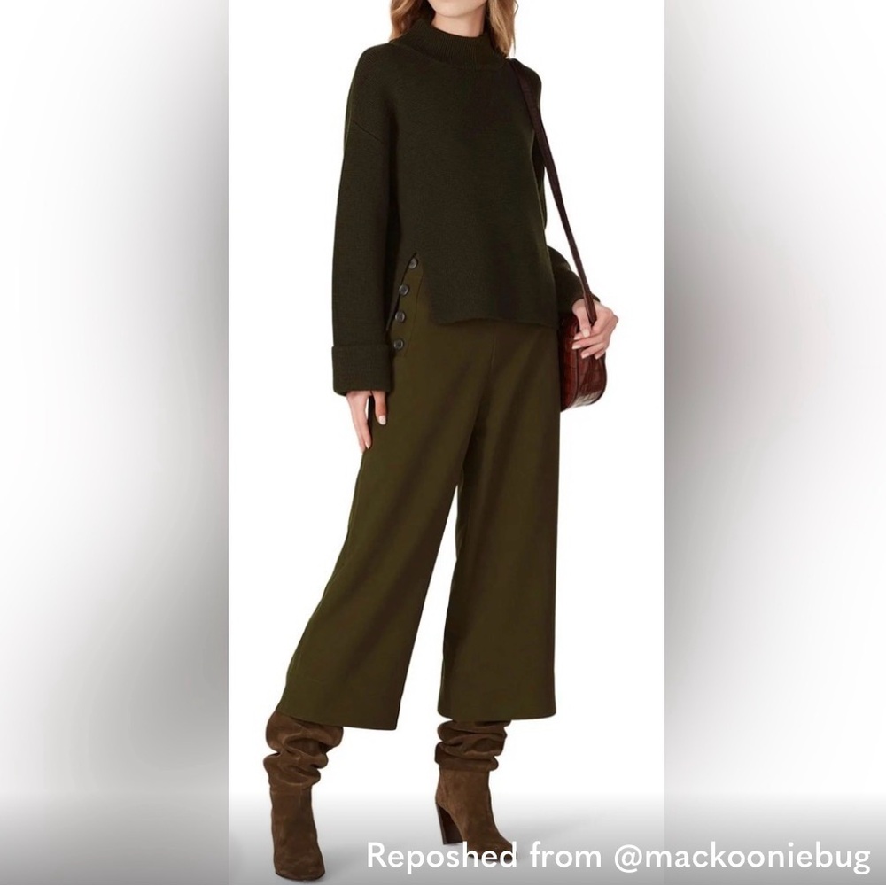 Victor Alfaro Olive Green Sweater with Cowl Neck